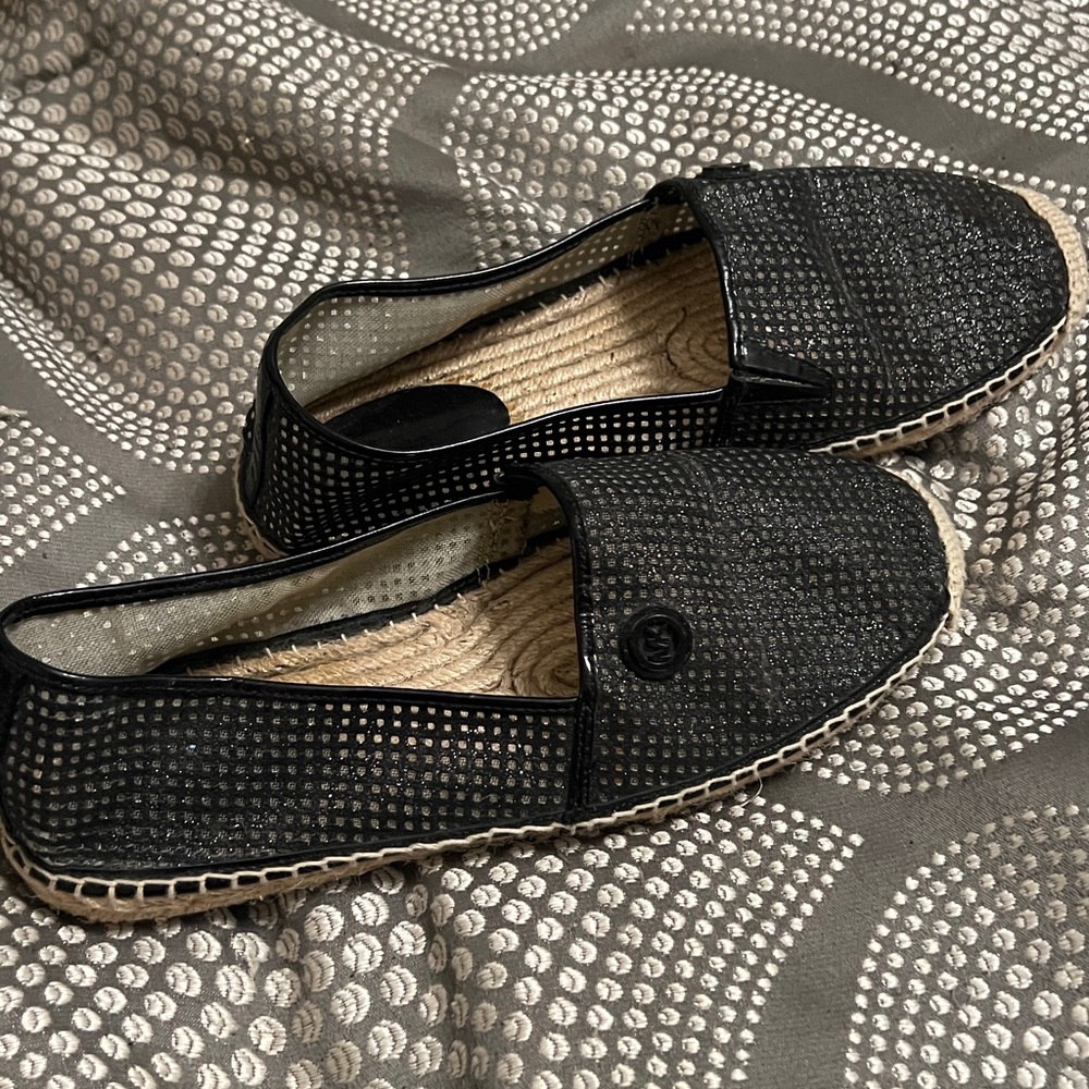 Michael Kors Black Glitter Espadrille Shoes